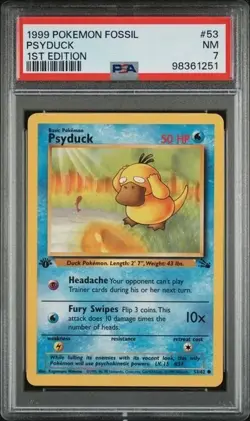 PSYDUCK #53 PSA 7 • 1999 Fossil 1st Edition Card NEAR MINT Pokemon - Image 1