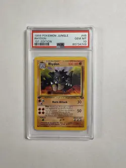 1999 Pokemon Jungle Rhydon 45/64 1st Edition Non-Holo Card PSA 10 GEM MINT - Image 1