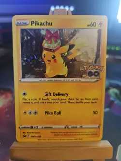 Pokemon TCG Pikachu SWSH234 Cosmos Holo Card with Great Swirl Pokemon Go NM - Image 1