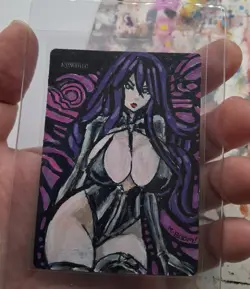 Altered Mtg Hand Painted Cyberpunk Goth Girl One Of A Kind Anime Girl - Image 2