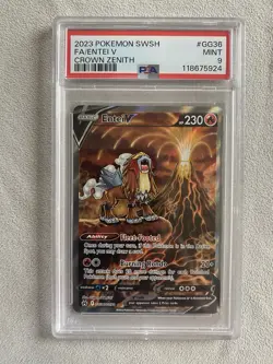 2023 POKEMON SWORD & SHIELD CROWN ZENITH #GG36 FULL ART/ENTEI V PSA 9 - Image 1