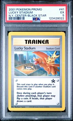 2001 POKEMON PROMO BLACK STAR #41 LUCKY STADIUM-N.Y. CENTER PSA 5 - Image 1
