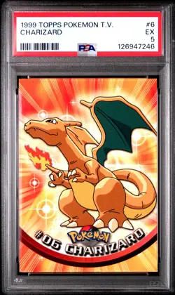 1999 TOPPS POKEMON TV #6 CHARIZARD PSA 5 - Image 1