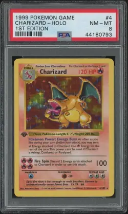 Charizard Holo 1st Edition English ~ 1999 Pokemon Game ~ PSA 8 - Image 1