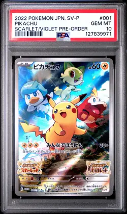 2022 POKEMON JPN SV PROMO SCARLET & VIOLET PRE-ORDER #001 PIKACHU PSA 10 - Image 1