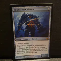 Magic MTG Mirrodin Besieged FOIL Blightsteel Colossus LIGHTLY PLAYED (LP) - Image 1