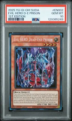 2025 PSA 10 YUGIOH SUDA SECRET RARE EVIL HERO DEAD END PRISON 💎 - Image 1