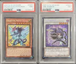 2025 PSA 9 YUGIOH BLMM SECRET RARE CHIBI GALAXY EYES & JUNK WARRIOR SET - Image 1