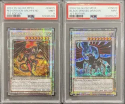 2024 PSA 9 YUGIOH MP24 QC SECRET RARE RED ARCHFIEND & BLACK WINGED DRAGON SET - Image 1