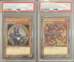 2025 PSA 9 YUGIOH RA04 PLATINUM SECRET RARE DARK MAGICIAN & RED EYES SET 💫 - Image 1