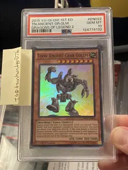 Yugioh Toon Ancient Gear Golem DRL2-EN022 1st Edition PSA 10 Super Rare POP 7 - Image 1