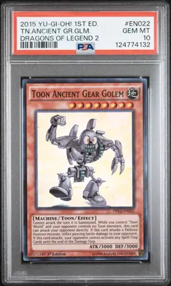 Yugioh Toon Ancient Gear Golem DRL2-EN022 1st Edition PSA 10 Super Rare POP 7 - Image 2