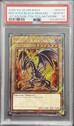 2025 PSA 10 YUGIOH RA04 PLATINUM SECRET RARE RED EYES BLACK DRAGON 💎 - Image 1