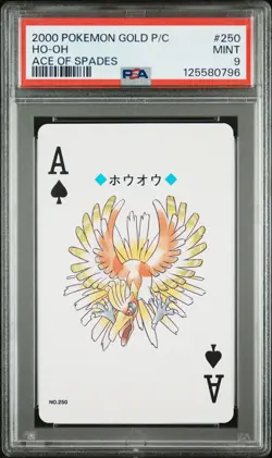 2000 POKEMON GOLD VERSION PLAYING CARDS ACE OF SPADES #250 HO-OH PSA 9 - Image 1