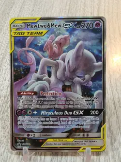 Pokemon Mewtwo and Mew GX SM191 M/NM Tag Team Sun & Moon Black Star Promo Card - Image 1