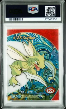 2000 TOPPS POKEMON TV ANIMATION CLEAR CARDS #PC9 SCYTHER PSA 9 - Image 2