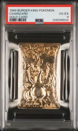 1999 BURGER KING POKEMON GOLD CARDS CHARIZARD PSA 4 - Image 1