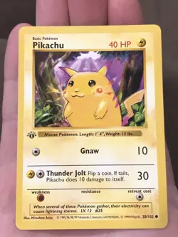 Pikachu Red Cheeks Shadowless 1st Ed NM 1999 Pokemon Base Set Card 58/102 - Image 1