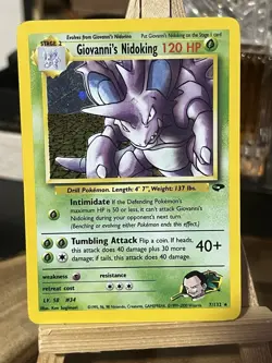 Pokemon TCG Giovanni's Nidoking Gym Challenge Holo Card 7/132 Unlimited Rare MP - Image 1