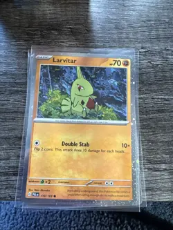 Larvitar Cosmo Holo Promo Card Pokemon TCG 110/193 Paldea Evolved Rare Fast Ship - Image 1