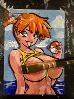 MTG Altered Art Anime Pokemon Holo Misty Hand drawn - Image 1