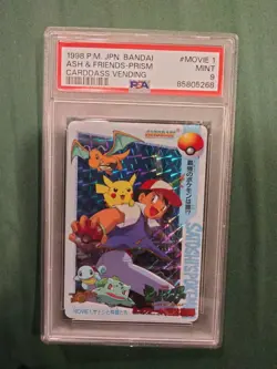 PSA 9 - Pokemon Japanese Carddass Movie 01 Ash & Friends Prism 1 1998 - Image 1