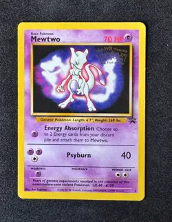 Pokemon Mewtwo 1999 Kids WB 1st Movie WOTC #3 Black Star Promo - Image 1