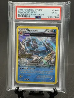 2015 Pokemon XY Promo Ancient Origins Prerelease Staff Gyarados PSA 6 POP 15 - Image 1