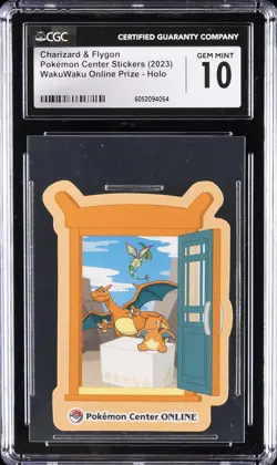 2023 POKEMON CENTER STICKERS CHARIZARD & FLYGON CGC 10 GEM MINT - Image 1