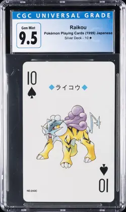 1999 POKEMON PLAYING CARDS JAPANESE SILVER DECK #10 RAIKOU CGC 9.5 - Image 1