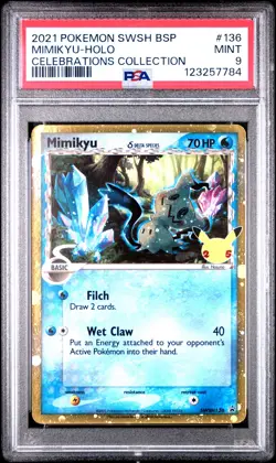 2021 POKEMON SWSH PROMO CELEBRATIONS COLLECTION #136 MIMIKYU-HOLO PSA 9 - Image 1