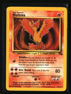 Pokemon MOLTRES 27/62 Rare (1999 Fossil) LP/Light Play - Image 1