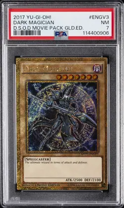 2017 YU-GI-OH! MOVIE PACK GOLD EDITION #ENGV3 DARK MAGICIAN PSA 7 - Image 1