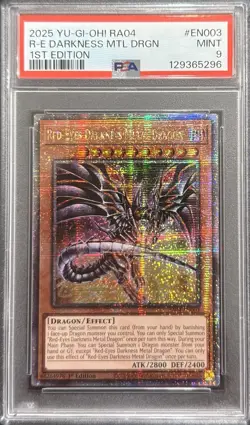 2025 PSA 9 YUGIOH RA04 QCR SECRET RARE RED EYES DARKNESS METAL DRAGON 💫 - Image 1