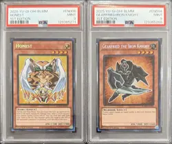 2025 PSA 9 YUGIOH BLMM SECRET RARE CHIBI HONEST & GEARFRIED SET - Image 1