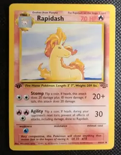 Rapidash 44/64 1st Edition Jungle WOTC Pokemon Card - Excellent LP - Image 1