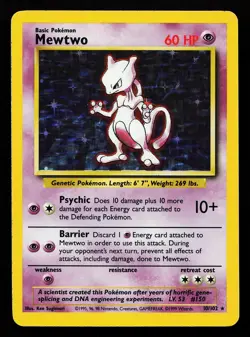 Mewtwo 10/102 Holo Rare Base Set Pokemon Card - Image 1