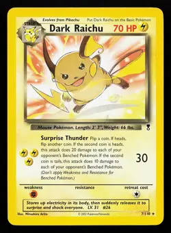 Dark Raichu 7/110 Non-Holo Rare Legendary Collection Pokemon Card - Image 1