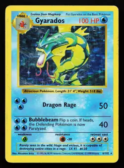 Gyarados 6/102 Holo Rare Base Set (Shadowless) Pokemon Card - Image 1