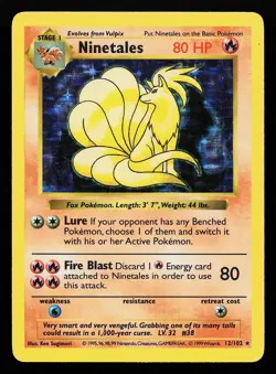 Ninetales 12/102 Holo Rare Base Set (Shadowless) Pokemon Card - Image 1