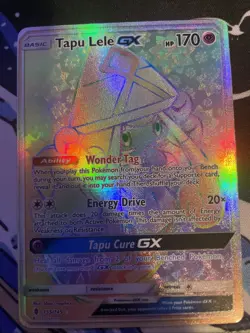 Pokemon TCG 2017 Tapu Lele GX Rainbow Card Guardians Rising #155/145 Secret Rare - Image 1