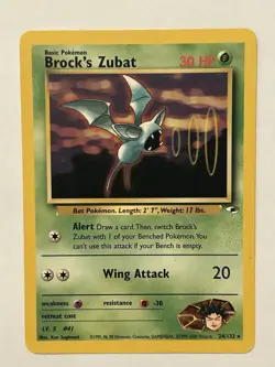 Pokemon TCG Brock's Zubat Gym Heroes 24/132 Unlimited Rare Card - Image 1