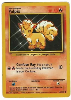 Vulpix 68/102 Pokemon Card Base Set Common 50 HP Lightly Played - Image 1