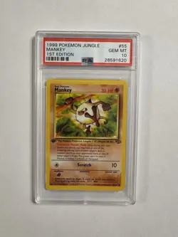 1999 Pokemon Card Jungle Set 1st Edition Mankey #55 PSA 10 MINT English 55/64 - Image 1