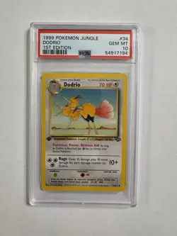 1999 Pokemon Jungle Dodrio 34/64 1st Edition Non-Holo Card PSA 10 GEM MINT - Image 1