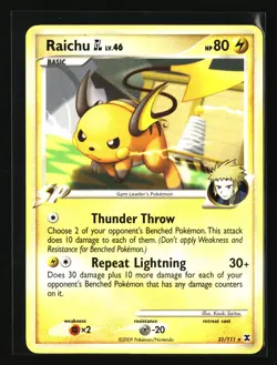 Pokemon RAICHU GL 31/111 Rare (2009 Rising Rivals) LP/Light Play - Image 1