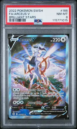 2022 POKEMON SWORD & SHIELD BRILLIANT STARS #166 FULL ART/ARCEUS V PSA 8 - Image 1