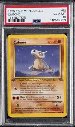 1999 POKEMON JUNGLE 1ST ED #50 CUBONE PSA 10 - Image 1