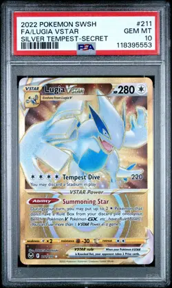2022 POKEMON SWORD & SHIELD SILVER TEMPEST SECRET FULL ART/LUGIA VSTAR PSA 10 - Image 1