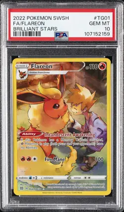 2022 POKEMON SWORD & SHIELD BRILLIANT STARS #TG01 FULL ART/FLAREON PSA 10 - Image 1